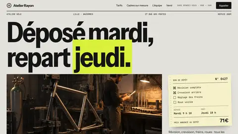 Premier écran du nouveau site de Atelier Rayon (exemple fictif)